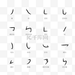 中国风汉字毛笔字偏旁部首