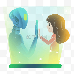 对话人呢图片_科技智能人与机器人对话素材