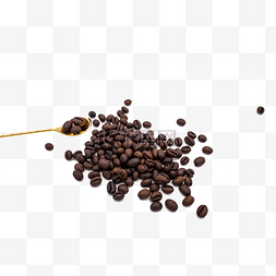 咖啡色的叶子图片_咖啡豆和勺子