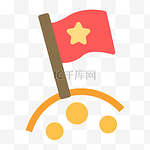 卡通插着五星红旗的小轮子