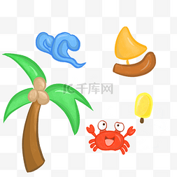 海洋椰子树和螃蟹