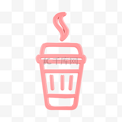 淡粉色高光图片_柔色立体饮品类图标-奶茶