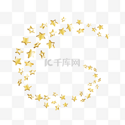 几何漂浮立体图片_金色立体环绕五角星
