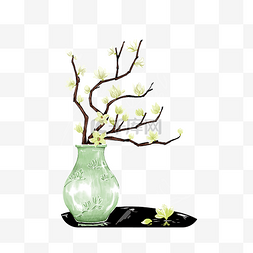 花瓶花卉图片_繁茂的玉兰花花瓶