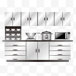 橱柜厨房图片_银色厨房厨具