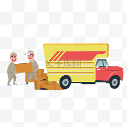 货物清点图片_卡通货车和货物箱子