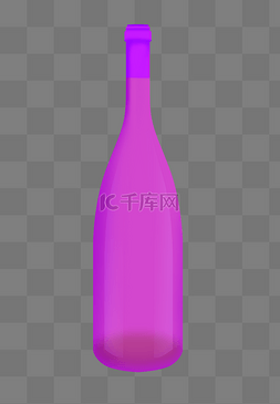 紫色立体红酒瓶子插图