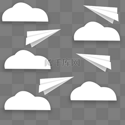 白色纸飞机装饰图片_飞翔的纸飞机简约剪子元素
