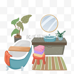 浴室柜空间图片_矢量浴室洗护洗澡用品