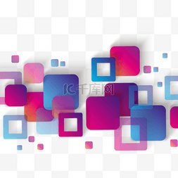 几何色彩块图片_方形几何蓝色紫色实心边框