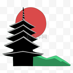 日本铁塔装饰插画
