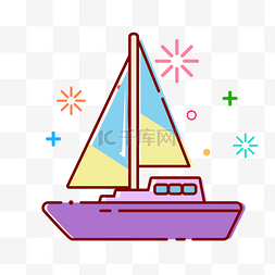 交通紫色游轮帆船