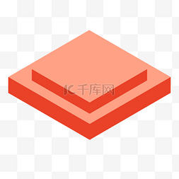 红色立体方块图片_红色立体创意台阶元素