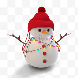 圣诞立体雪花图片_挂满彩灯的雪人3d元素