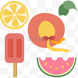 水果清凉图片_夏日清凉手绘卡通冰淇淋