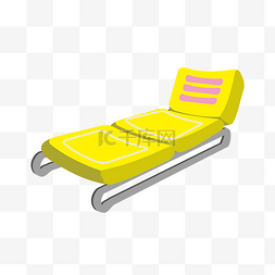 黄色海边图片_折叠休息躺椅插画
