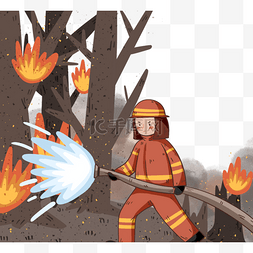 卡通风格消防员灭火元素