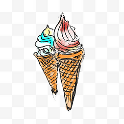 夏天甜品柠檬冰淇淋手绘插画