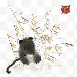 2020水墨鼠年图片_2020年鼠年国画可爱小老鼠