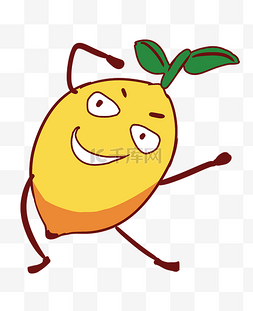 水果图片_伸懒腰可爱柠檬