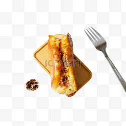 黄金脆皮烤肠图片_芝士肉肠夹心面包