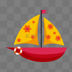 卡通小帆船图片_卡通红色帆船