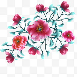 花朵工笔画图片_刺绣花朵花纹装饰