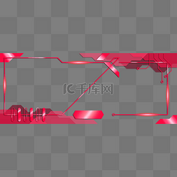 红色科技感边框图片_彩色科技长边框红色装饰图
