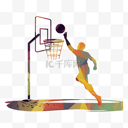 打篮球剪影ai图片_几何多边形篮球运动员剪影