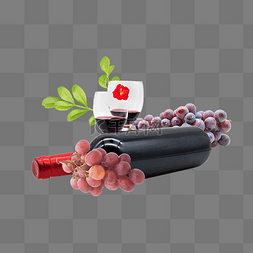 红酒葡萄水果组合