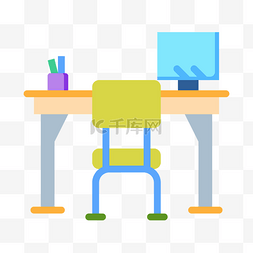 书桌学习图片_学习桌椅和电脑