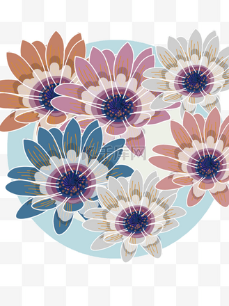 春季彩色花朵矢量png