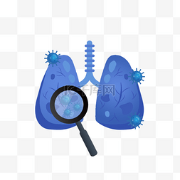 肺部手绘图片_手绘卡通蓝色肺炎病毒插画