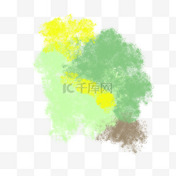 喷溅不规则图片_小清新春夏季节黄绿色植物色涂鸦