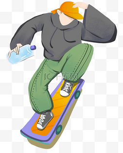 滑板的小男孩