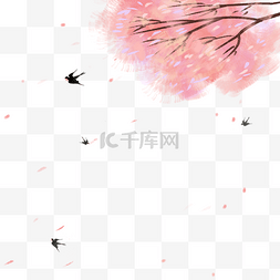 彩色樱花植物燕子