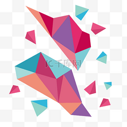 漂浮立体三角图片_彩色立体三角形漂浮背景