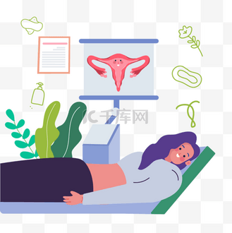 妇科治疗检查插画企业vip免费下载免抠背景女性研究问卷女性性格检查