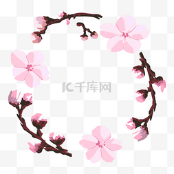 春天的图片春天图片_粉色的樱花花环插画