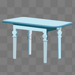 蓝色长形餐桌
