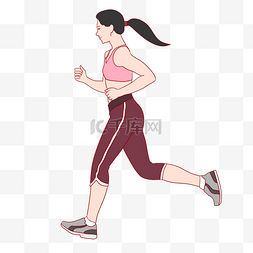 跑健身图片_晨跑锻炼女孩插画