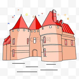 精美浅红色城堡插画