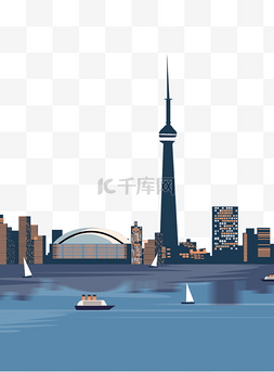 国际城市风光建筑扁平插画