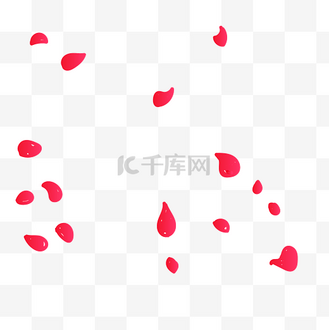 飘落红色卡通花瓣