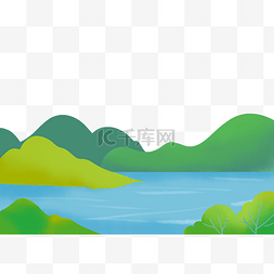 绿色湿地图片_山峰河水湿地