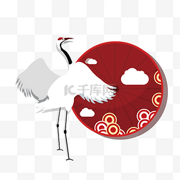 中国风重阳节图片_中国风装饰仙鹤油纸伞