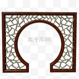 中式门框门框图片_中式暗红色简约雕花拱门