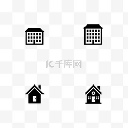 ui建筑元素图片_黑色创意建筑房屋图标元素