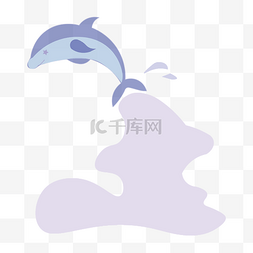 蓝色体图片_电商流体框边框底纹异形蓝色海豚