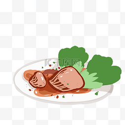 红色的烤肉装饰插画